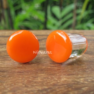 1 Pair (2 Pieces) Orange Color Front Glass Plugs