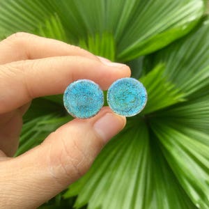 1 Pair 2 Pieces Translucent Aqua Dichroic Glass Plugs image 6