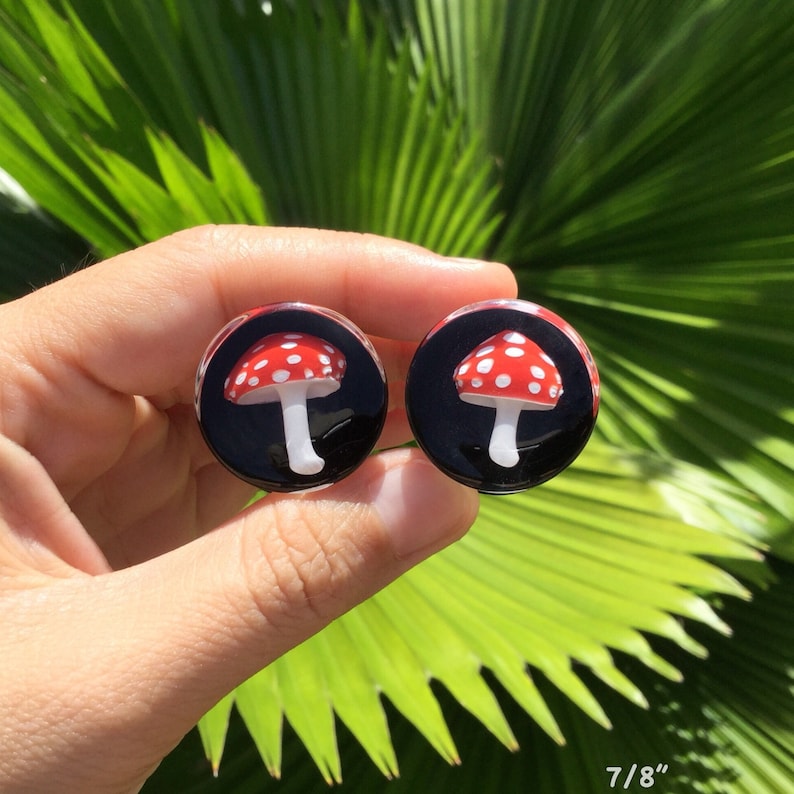 Magic Mushroom Plugs Pyrex Glass Red With White Spots And Etsy