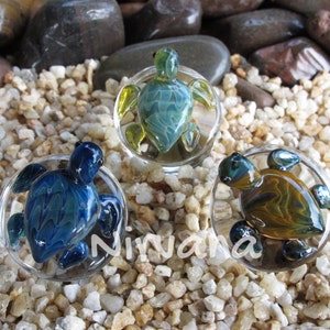 1 Pair 2 Pieces Earth Turtles Pyrex Glass Plugs image 4