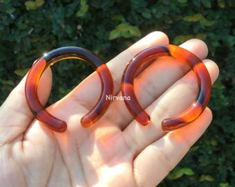 1 Pair (2 Pieces) Nirvana's Imitation Amber Color Glass Hoops