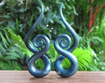 1 Pair (2 Pieces) New Photos Solid Color Unobtanium Glass Note Spirals