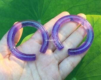 1 Pair (2 Pieces) Nirvana's Solid Purple Rain Bubbles Glass Hoops