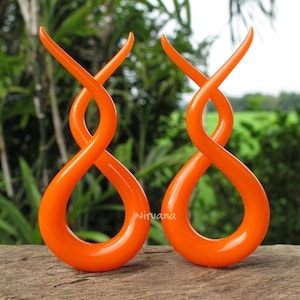 1 Pair (2 Pieces) Orange Double Twists