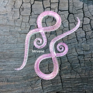 1 Pair (2 Pieces) Translucent Pink Dichroic Encased Translucent Pink Glass Note Spirals