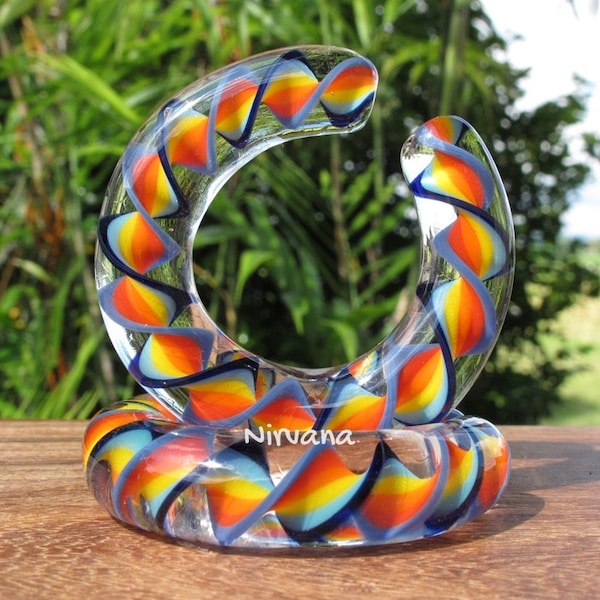 1 Pair (2 Pieces) Super Fat Rainbow Encased Twist Hoop Gauges
