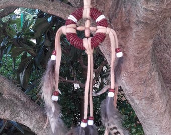 Medicine Wheel - natural - leather and glass beads