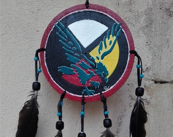 Eagle Medicine Wheel. Wood painting - ref: MW 181101