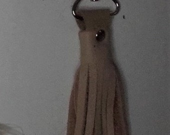 Charm, Tasche Juwel - Schlüsseltür aus beige Leder Fransen bDS 9