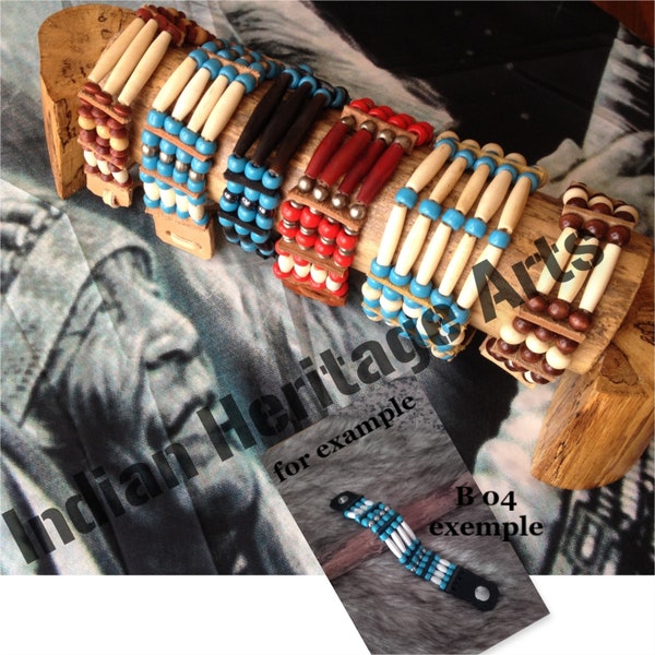 Brazalete nativo americano en hueso 4 filas BAJO PEDIDO personalización a definir - ref: B 04