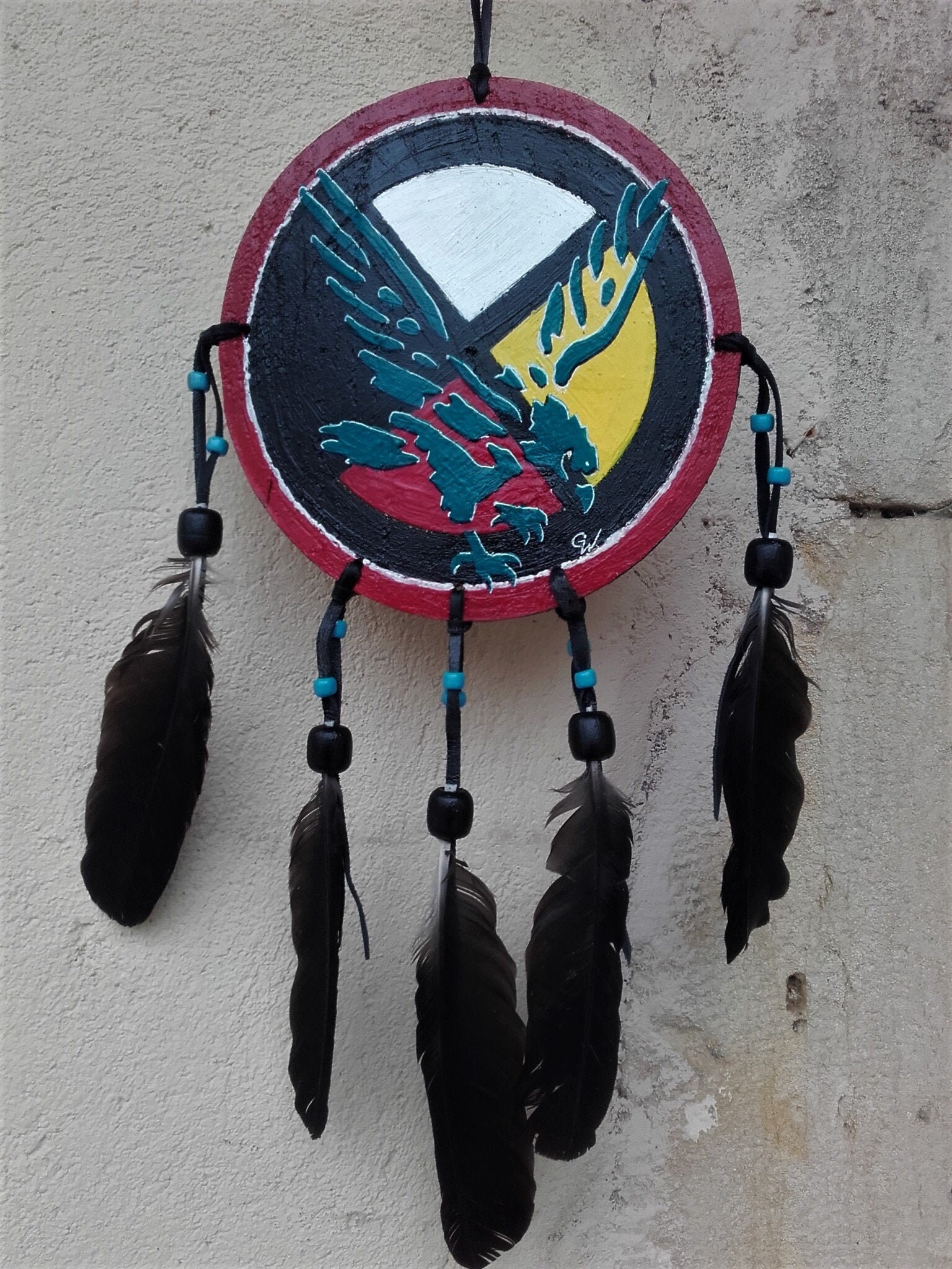 Roue Medecine Aigle - Peinture sur Bois Ref Mw 181101