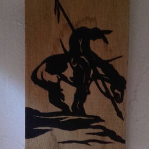 End of the trail - Pyrogravure and matte black acryliqyue paint