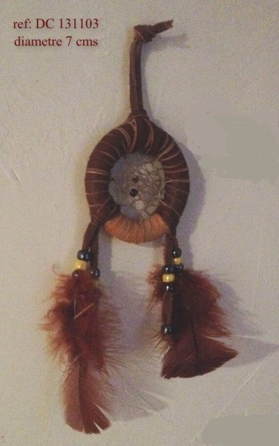 Attrape-Rêves Cuir Marron et Beige - Ref Dc 131103