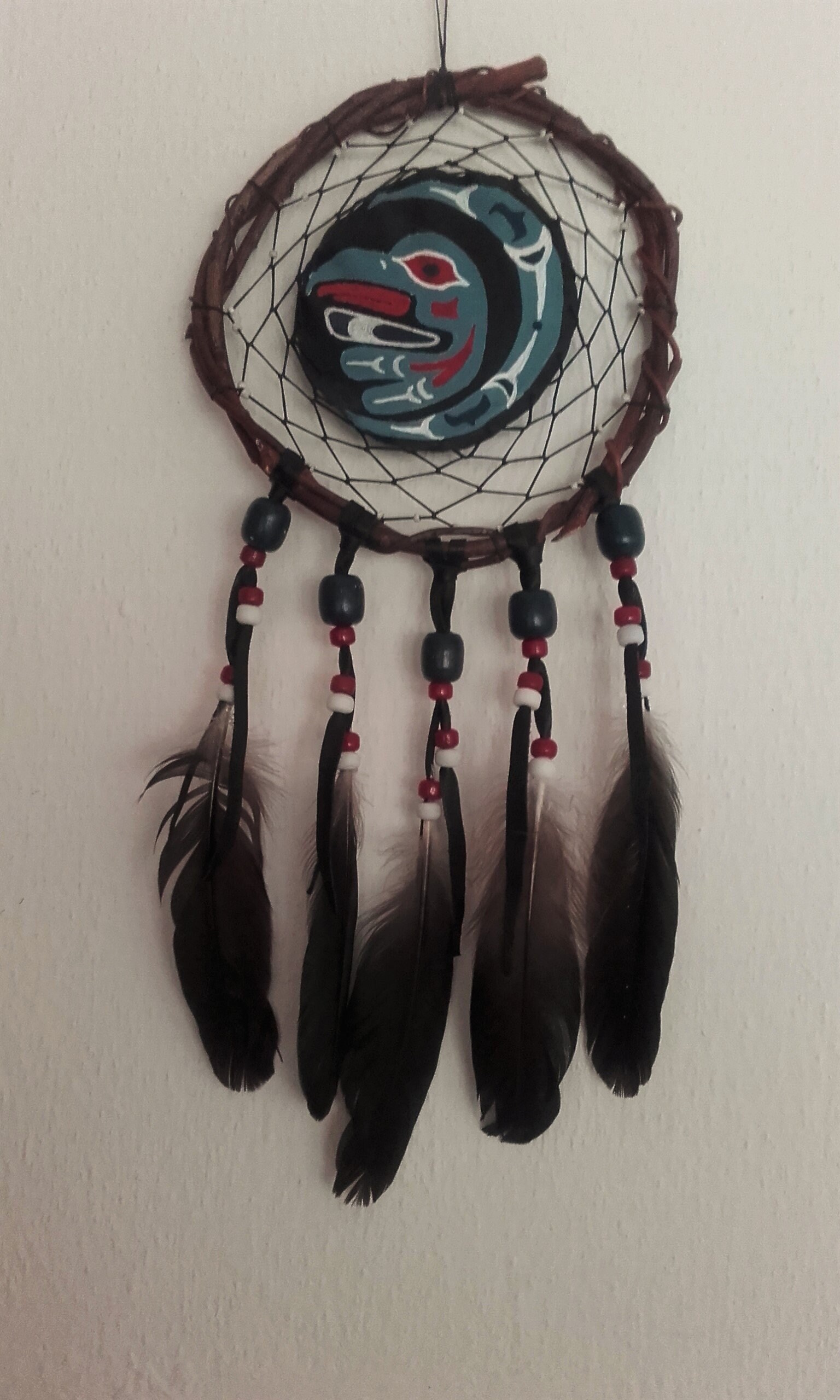 Attrape-Rêves, Peinture sur Cuir Style Haïda, Mandella - Aigle Ref Dc 220101