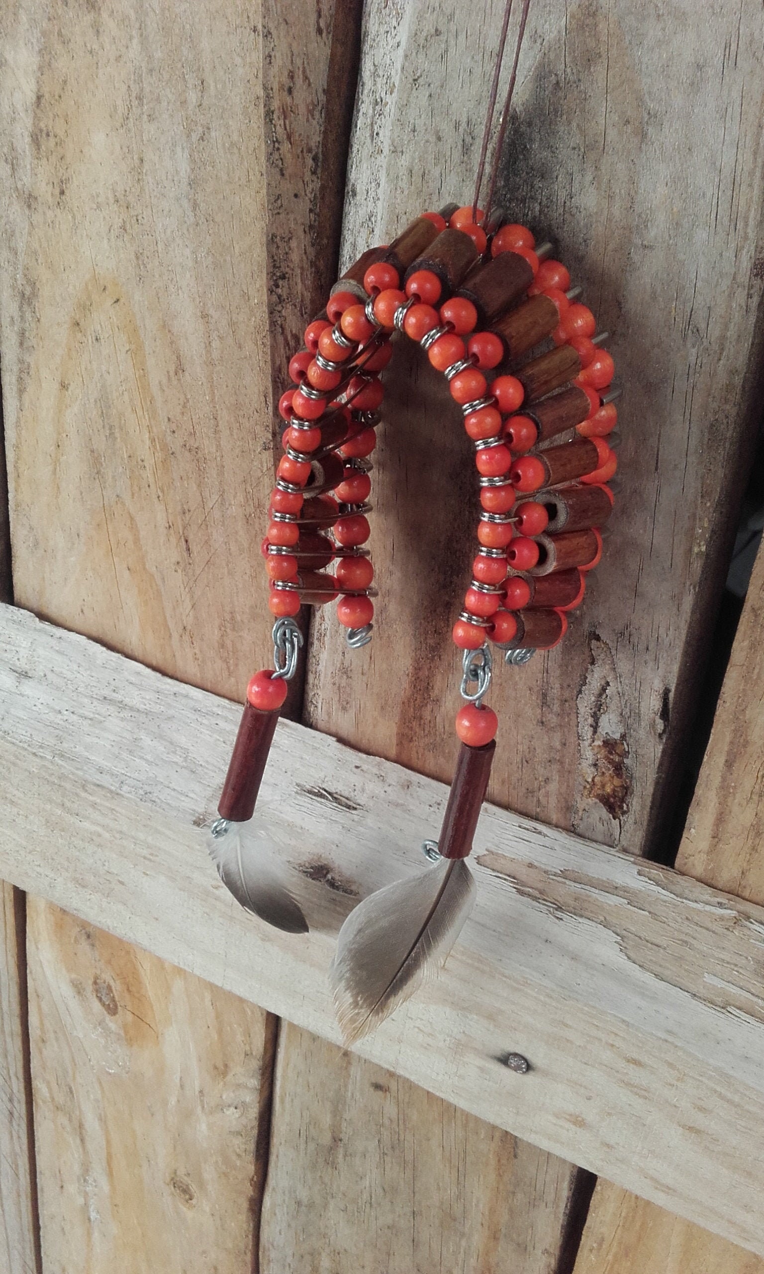 Coiffe Indienne Miniature Orange et Marron - Déco Voiture Ref Hd12