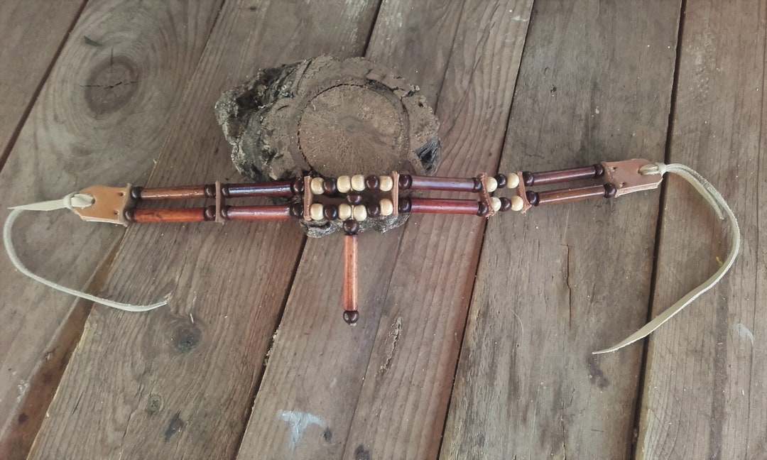 Collier Ethnique Ras Du Cou En Perles D'os, Bois Et Graines - Marron/beige - 29 Cm