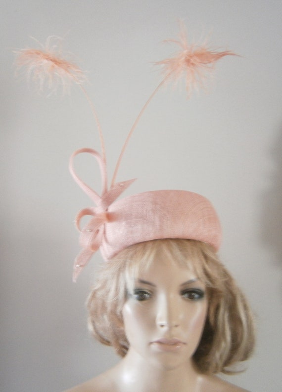 coral pillbox hat
