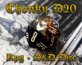 Chonky D20 32mm - Handmade RPG / D&D / Pathfinder resin dice with box and custom logo ~ Made to Order