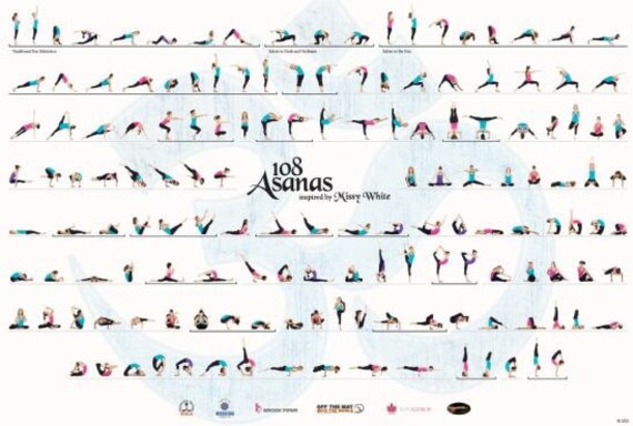 108 Asanas Serie Yoga Poster Entworfen Von Lehrer Missy White Etsy
