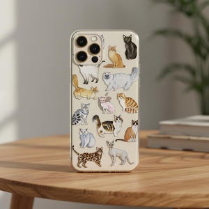 Clear Cats Phone Case for iPhone 17, 16e, 15, 14, 13, 12, Samsung S21, S26, S25 & Google Pixel. Scratch-Resistant Print. MagSafe Compatible