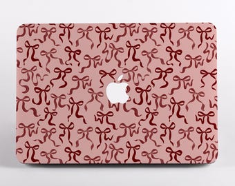 Funda para MacBook con lazos de cinta, funda rosa para portátil