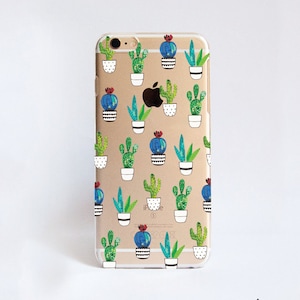 Cute Cactus Plants Clear Phone case for iPhone 14, 13, 12 Pro Max, 11, Samsung S21, S22, Google Pixel 5, OnePlus 9 and more image 1