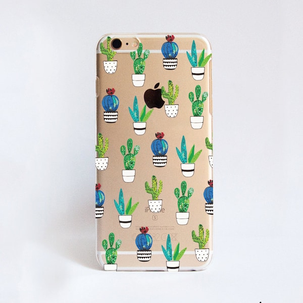 Cute Cactus Plants Clear Phone case for iPhone 14, 13, 12 Pro Max, 11, Samsung S21, S22, Google Pixel 5, OnePlus 9 and more