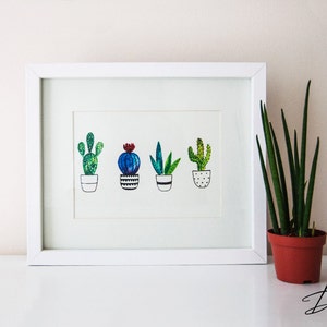 Watercolour Cactus Wall Print   5" x 7'' (13cm x 18cm) or 8" x 10" (20.3Ccm x 25.4 cm) Printable Art Print, Cactus Poster