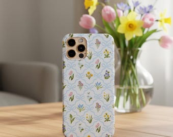 Blue Wild flowers Phone Case for iPhone, Google Pixel, OnePlus & Samsung – Cute Floral Design, Durable Hard Plastic phone cover