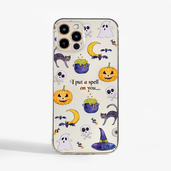 Cute Halloween Phone Case fit for iPhone 14 Pro, 13, 12, 11, XR, 8+, 7 & Samsung S21, S22, Google Pixel 5, OnePlus 9 and more