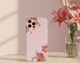 Tiger Lily Flowers Phone Case for iPhone, Google Pixel, OnePlus & Samsung – Floral Design, Durable Hard Plastic phone cover