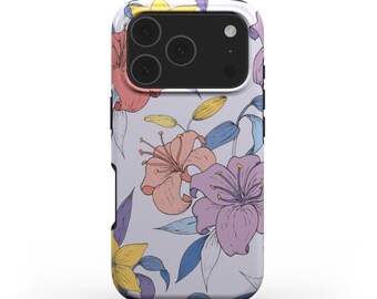 Purple Flowers Phone Case for iPhone 17e 17 16 15 14 13 12, Samsung Galaxy S26 S25 S24 & Google Pixel. MagSafe