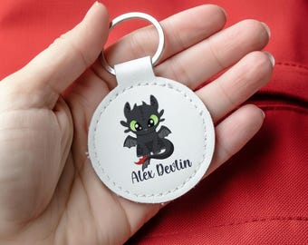 Personalized Dragon Bag Tag. Kids School Backpack Accessory. Personalised Keychain