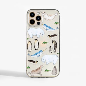 Animaux de l&#39;Arctique. Coque d&#39;hiver pour iPhone 16, iPhone 15, iPhone 14, iPhone 13, iPhone 12, Samsung S21, S20 Ultra, Google Pixel et OnePlus