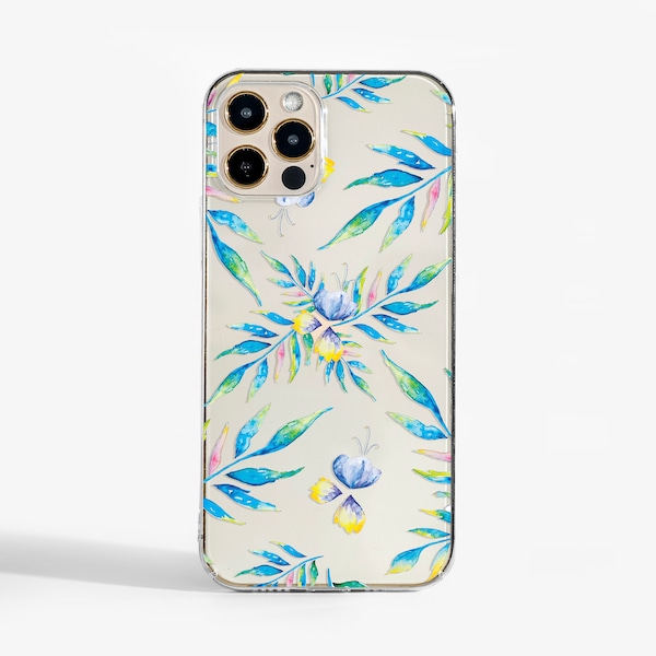 Watercolour Floral Clear Phone Case for iPhone 14, 13, 12 Pro Max, 11, Samsung S21, S22, Google Pixel 5, OnePlus 9 and more