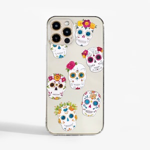 Halloween Sugar Skulls Phone Case for iPhone 16e, iPhone 16, iPhone 15, iPhone 14, iPhone 13, iPhone 12, Samsung S21, Galaxy S25 & more
