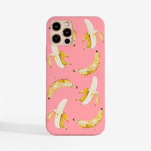 Pink Bananas Phone case fits iPhone 16e, iPhone 16, iPhone 15, iPhone 14, iPhone 13, iPhone 12, Samsung S21, S20, Google Pixel & OnePlus