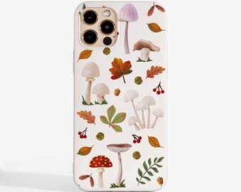 Funda con diseño de setas otoñales para iPhone 17, iPhone 16e, iPhone 16, iPhone 15, iPhone 14, iPhone 13, iPhone 12, Samsung S21, Samsung S25 y más.
