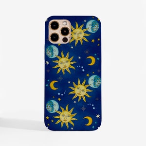 Vintage Stars, Suns, Moons. Celestial Phone Case for iPhone 16e, iPhone 15, iPhone 14, iPhone 13, iPhone 12, Samsung S21, Samsung S25 & more