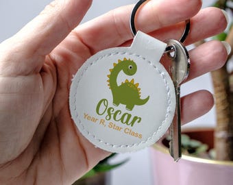 Etiqueta personalizada para mochila infantil con diseño de dinosaurio: llavero con nombre para mochila escolar