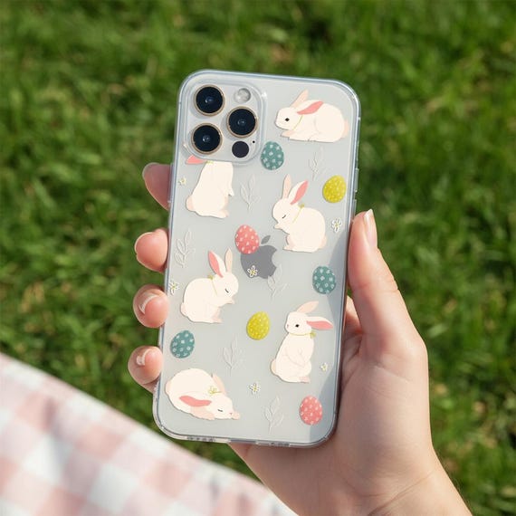 Easter Bunny Clear Phone Case for iPhone 18, 17, 16e, iPhone 15