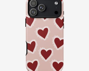Funda para teléfono con estampado de corazones para iPhone 17e 17 16 15 14 13, Samsung Galaxy S26 S25 y Google Pixel. Compatible con MagSafe.