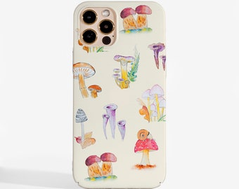 Watercolour Mushroom Phone Case for iPhone 17e, 17, 16, 16, 15, 14, 13, Samsung Galaxy S26 S25 S24 S23 S22 & more. Woodland Nature Design