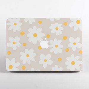Beige Daisy Flowers MacBook Case Fits Pro 14 Pro 13 Pro 16 Air 15 Air 13 | Cute and Durable Cover for MacBook Pro & Air models | A3112 A3113