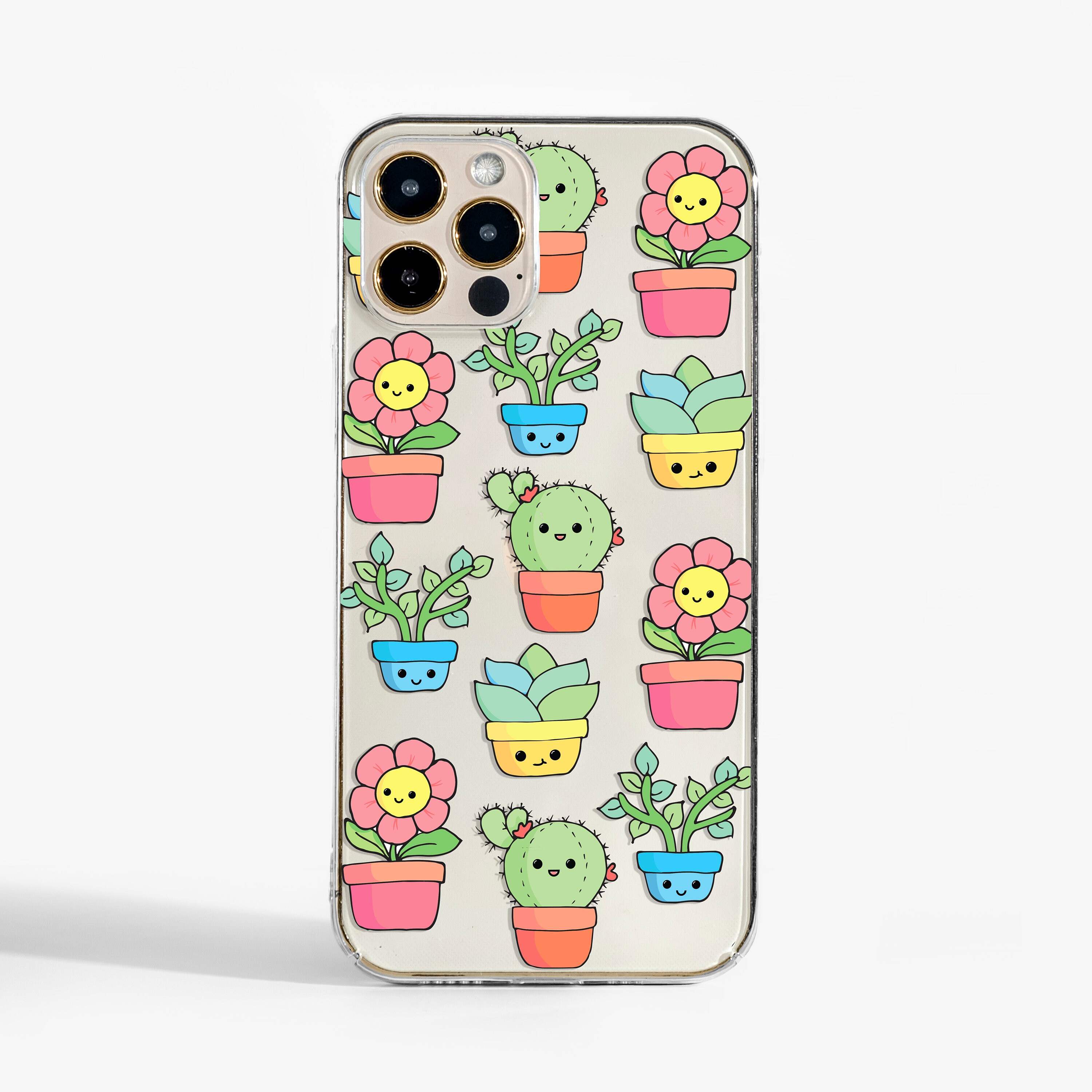 Cute Plants Kawaii Clear Cell Phone Case Design for iPhone Etsy