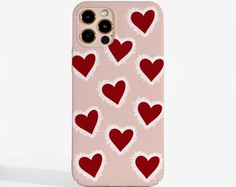 Funda para teléfono con corazones de San Valentín, diseño divertido, laterales transparentes