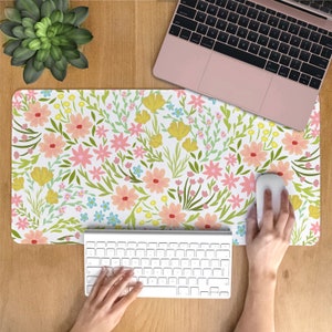 Sommer Blumen Schreibtischmatte, süße Schreibtischunterlage, großes Mousepad, weiche rutschfeste Schreibtischmatte, Computer Playmat rutschfester Naturkautschuk