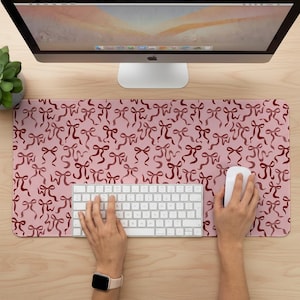 Tappetino da scrivania con fiocco, extra large, antiscivolo, utilizzabile anche come tappetino per tastiera. Tappetino da gioco. Accessorio da scrivania.