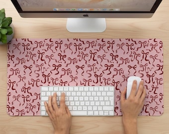 Tapete de escritorio con lazos, alfombrilla antideslizante extragrande para ratón, también sirve como tapete para teclado. Tapete para juegos. Accesorios de escritorio.