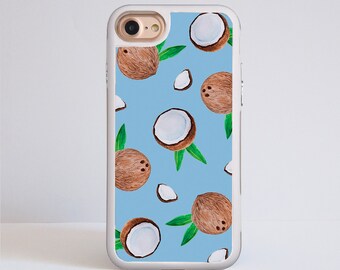 Coconuts Rubberized Phone Case for iPhone 7, 7 Plus, iPhone 8, 8 Plus and iPhone X and XS. Transparent Impact Bumper case